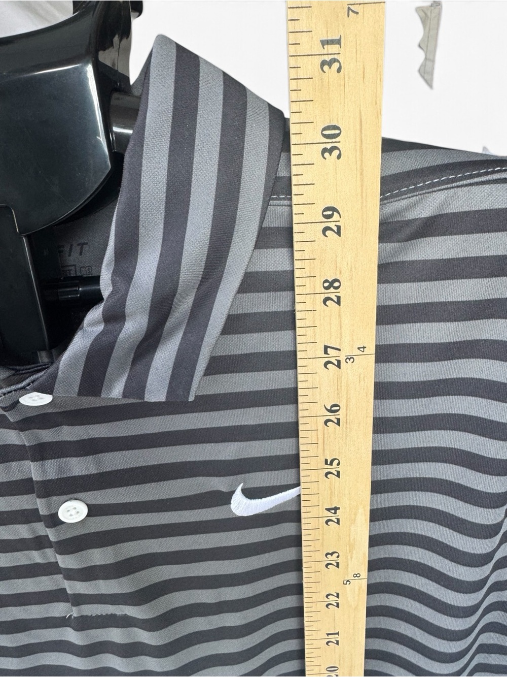 104. Nike Gray and Charcoal Striped Polo Shirt - Picture 5 of 8